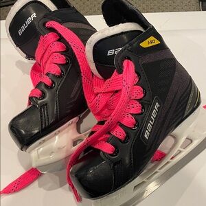 Bauer Black Hockey Skates with Hot Pink Laces